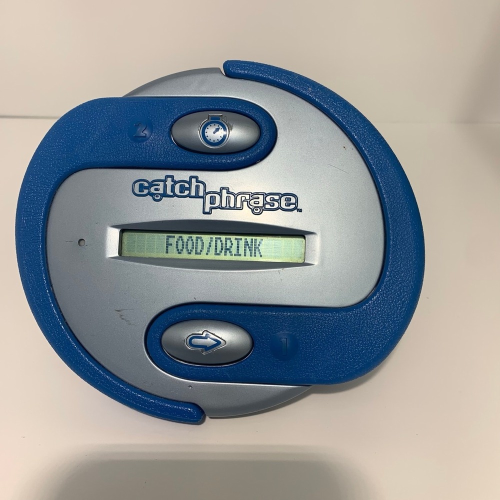 Hasbro Catch Phrase Handheld Electronic Game Blue Silver 2004 41461 Word‎ Party